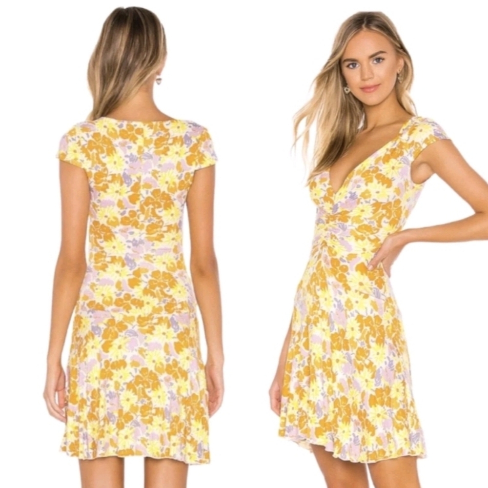 Free People Yellow and White Floral Mini Dress
